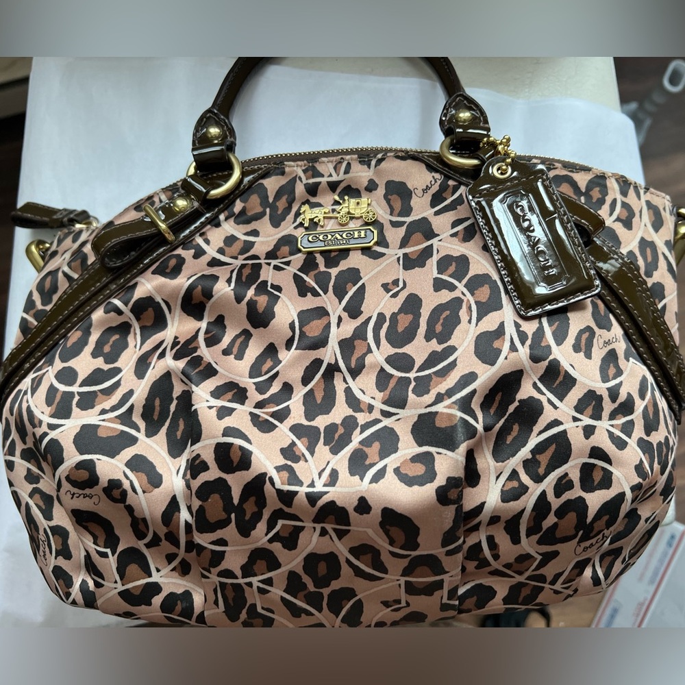 Coach Madison Ocelot Leopard Print Satchel